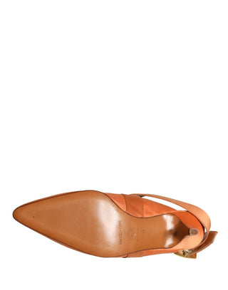Orangefarbene Satin-Sandalen Schuhe