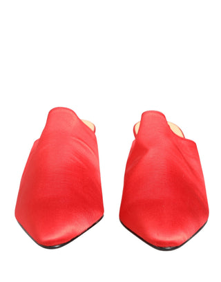 Rote Wildleder-Mules mit Absatz