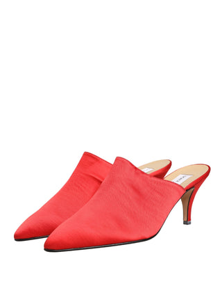 Rote Wildleder-Mules mit Absatz