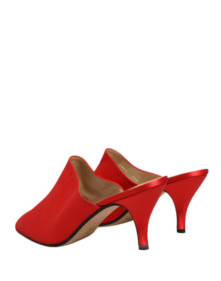 Rote Wildleder-Mules mit Absatz