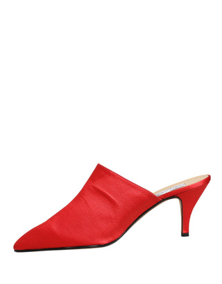 Rote Wildleder-Mules mit Absatz