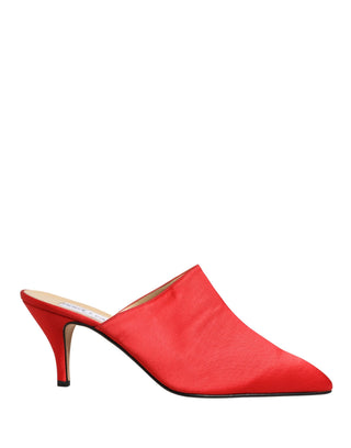 Rote Wildleder-Mules mit Absatz