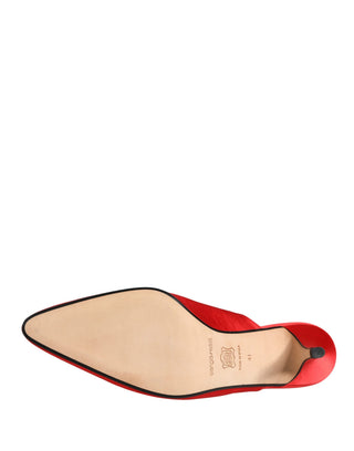 Rote Wildleder-Mules mit Absatz