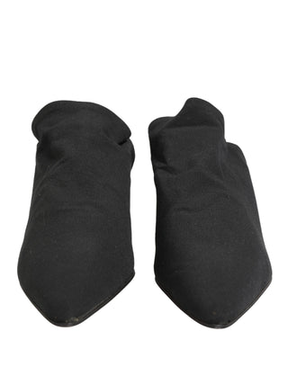 Black Suede Heel Mule Shoes