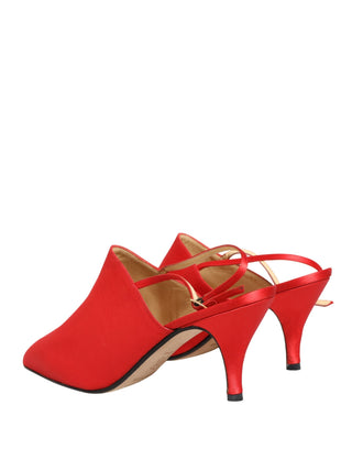 Rote Wildleder-Slingpumps mit Absatz