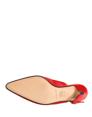 Rote Wildleder-Slingpumps mit Absatz