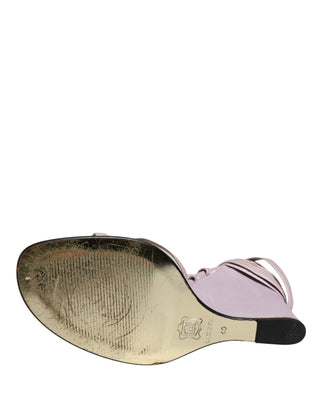 Violette Keilabsatzsandalen aus Leder
