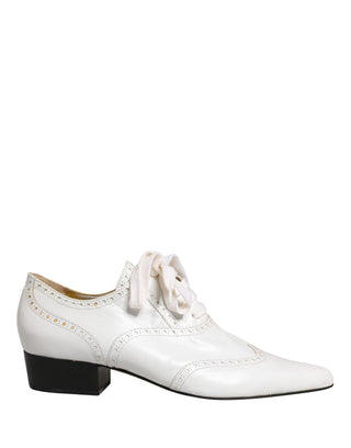 Weiße Leder Brogue Oxford Schnürschuhe