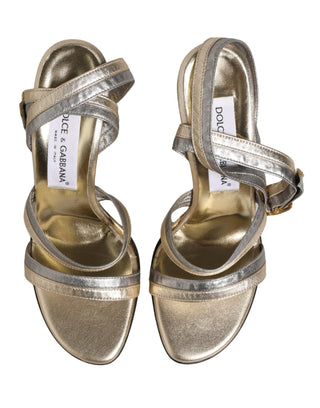 Gold Silber Leder Keilabsatz Sandalen Schuhe
