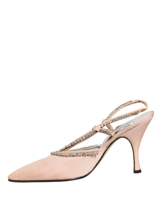 Beige Kristall-High-Heels Slingback-Sandalen Schuhe