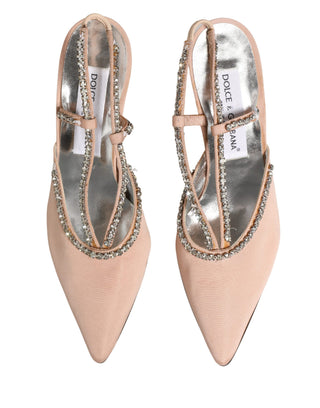 Beige Kristall-High-Heels Slingback-Sandalen Schuhe