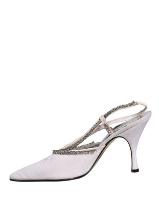 Weiße Strass-Kristall Slingpumps Schuhe