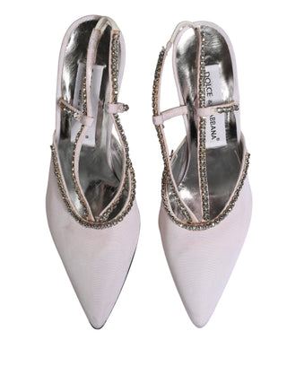 Weiße Strass-Kristall Slingpumps Schuhe