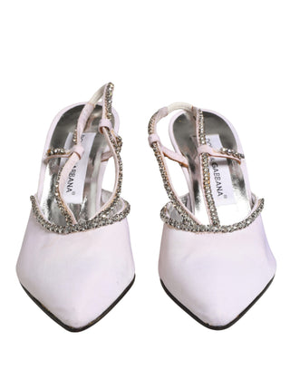 Weiße Strass-Kristall Slingpumps Schuhe