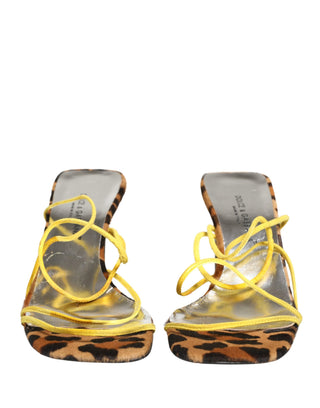 Multicolor Leather Block Heels Sandals Shoes