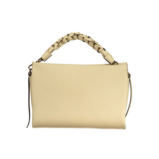 Bolso de mano de cuero beige para mujer
