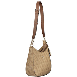 Beige Polyurethane Women Handbag