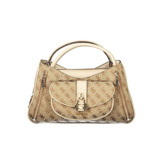 Beige Damenhandtasche aus Polyurethan