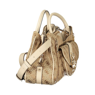 Beige Damenhandtasche aus Polyurethan