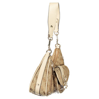 Beige Polyurethane Women Handbag