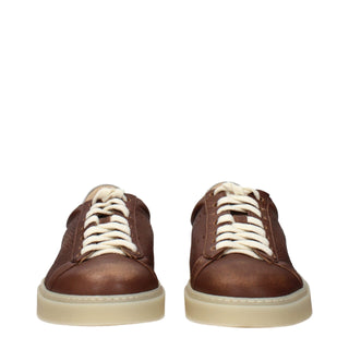 Braune Low-Top-Sneaker aus Leder