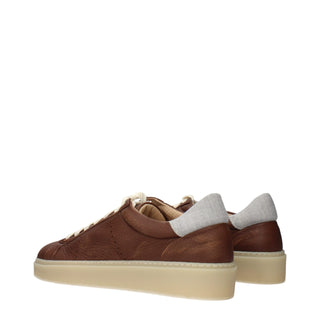 Braune Low-Top-Sneaker aus Leder