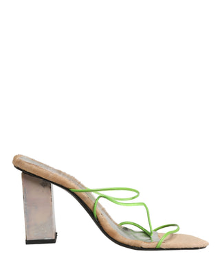 Multicolor Leather Block Heels Sandals Shoes