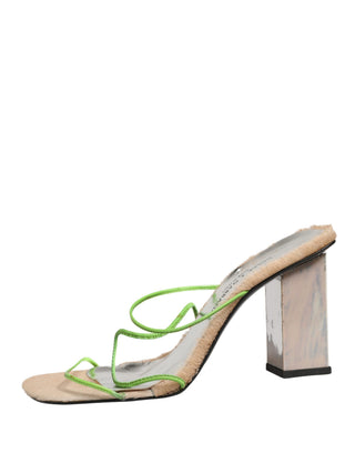 Sandalias de tacón grueso de cuero multicolor