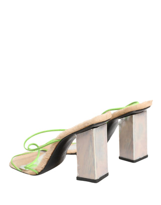 Sandalias de tacón grueso de cuero multicolor