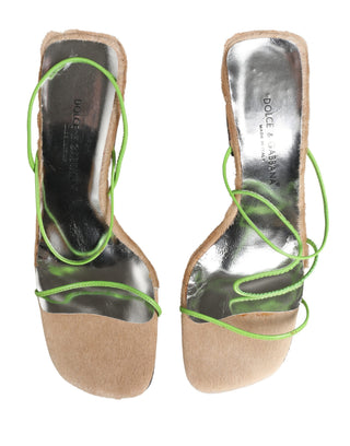 Sandalias de tacón grueso de cuero multicolor