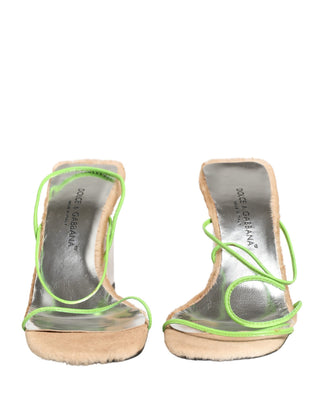Sandalias de tacón grueso de cuero multicolor