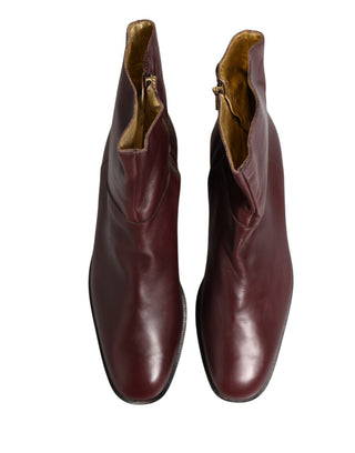 Maronfarbene Leder-Bikerstiefeletten