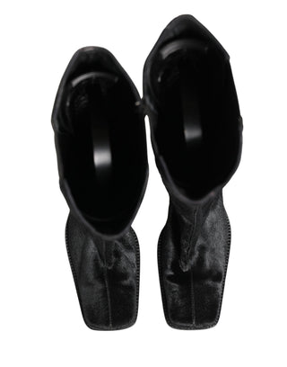 Schwarze kniehohe Stiefel aus Wildleder