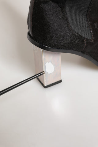 Schwarze kniehohe Stiefel aus Wildleder