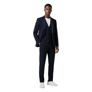 Blauer dreiteiliger Anzug aus Polyester