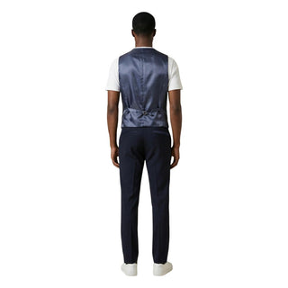 Traje de tres piezas de poliéster azul
