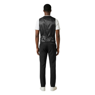 Traje de tres piezas de poliéster negro