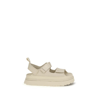 Beige flache Sandalen aus recyceltem Polyester