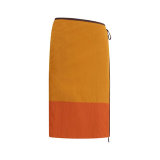Orangefarbener Midi-Rock aus Nylon