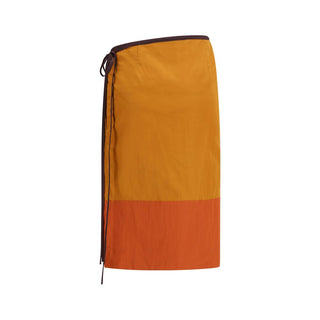 Orangefarbener Midi-Rock aus Nylon