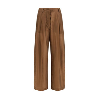 Brown Cotton Casual Pants
