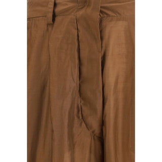 Brown Cotton Casual Pants