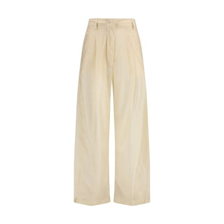 Beige Cotton Casual Pants