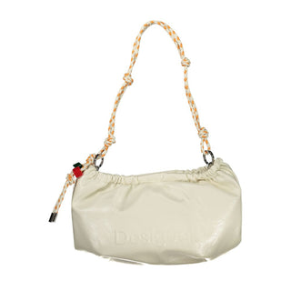 Ecru Polyurethane Women Handbag