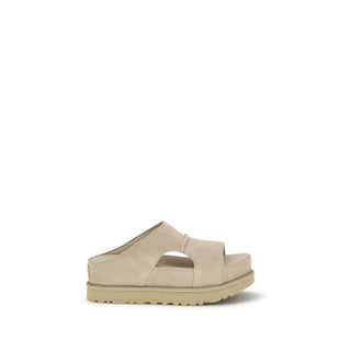 Beige Kalbsleder Plateau-Sandalen