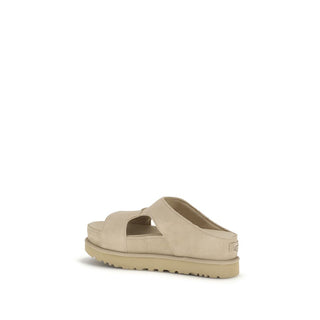 Beige Calf Leather Bos Taurus Platform Sandals
