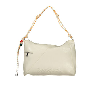 Ecrufarbene Damenhandtasche aus Polyurethan