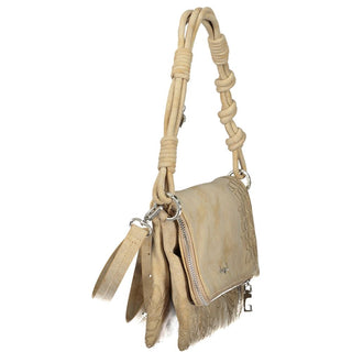 Bolso de mano para mujer de poliuretano beige
