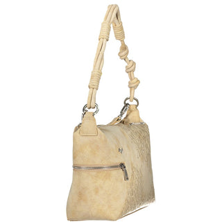 Beige Polyurethan-Umhängetasche für Damen
