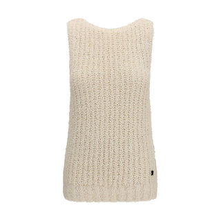 Beiger ärmelloser Baumwollpullover